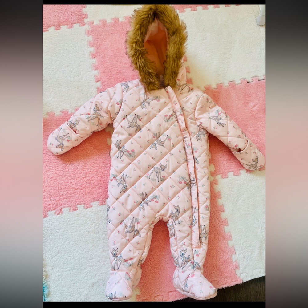 Pink Disney Bambi Snowsuit bunting 6-9 months